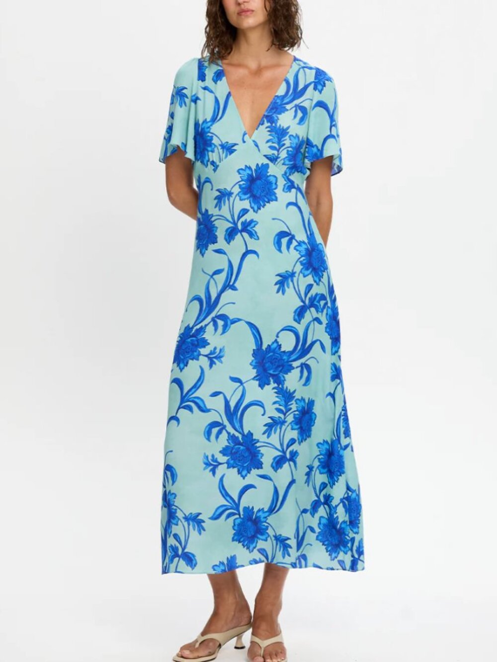 Kivari Juniper Midi Dress AU6/US2 Blue Floral Causal Party